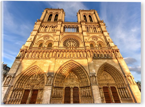 WallClassics - Acrylglas - Vooraanzicht van de Notre Dame in Parijs - 40x30 cm Foto op Acrylglas (Wanddecoratie op Acrylaat)