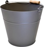 Kovotvar Emmer - 12 liter - Mat grijs - Houten handvat - Metaal
