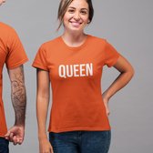 Oranje Koningsdag T-Shirt King Queen (DAMES - MAAT M) | Oranje Kleding | WK Feestkleding