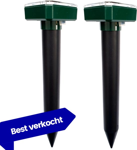 Aniway®- Mollenverjager - 2 of 4 stuks - Mollenbestrijding - Op zonne-energie - Diervriendelijk - Best verkocht - Strakke tuin/gazon/perceel- Incl. E-book