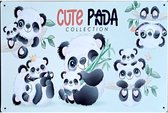 Metalen wandbord Cute Panda Beer - 20 x 30 cm