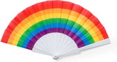 Waaier - Handwaaier - Festival waaier - Spaanse waaier - Pride vlag - 43 x 23 cm - Duurzaam - RPET - Regenboog
