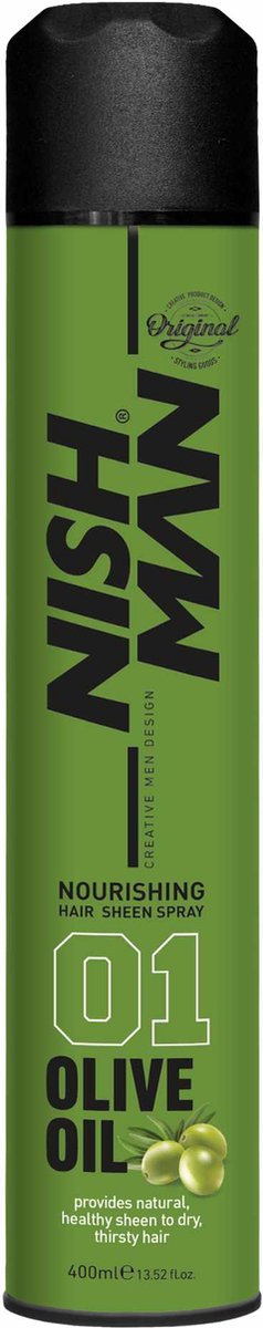 Spray nourrissant NISH MAN à l'huile d'olive 400ml