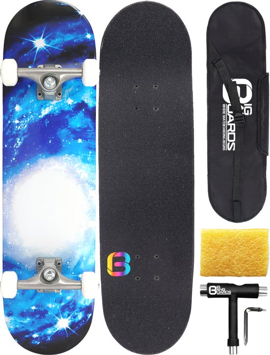 Big Bang Boards® PRO Andromeda Edition – Skateboard Inclusief Skateboard Tas, Cleaner & Skate Tool – Skateboard Jongens – Skateboard Meisjes – Skateboard – Skateboard Volwassenen – Deck – Skate