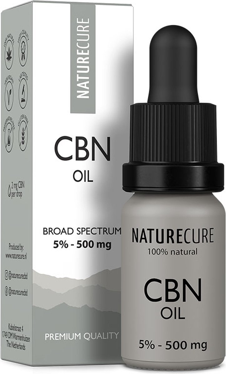 Goedkoopste Nature Cure CBN CBD-olie 5 - 500 mg- Broad Spectrum 10 ml