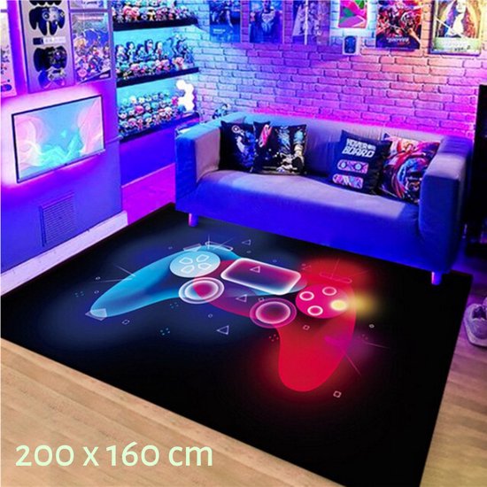 Levabe XXL Speel Tapijt - Kinderen - Gaming - Kruipmat - Vloermat - Gameroom - Vloerkleed - Speelkleed - Game kamer - Zacht - Controller Look - 200 x 140 CM