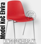King of Chairs model KoC Elvira rood met verchroomd onderstel. Kantinestoel stapelstoel kuipstoel vergaderstoel tuinstoel kantine stoel stapel stoel tuin stoel  kantinestoelen stapelstoelen kuipstoelen stapelbare keukenstoel Helene eetkamerstoel
