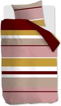 Luxe katoen/satijn dekbedovertrek Yoran rood - eenpersoons (140x200/220) - zacht en hoogwaardig - stijlvol en modern dessin