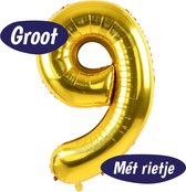 Cijfer Ballonnen - Ballon Cijfer 9 - 70cm Goud - Folie - Opblaas Cijfers - Verjaardag - 9 jaar, 90 jaar - Versiering