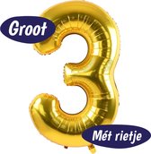 Cijfer Ballonnen - Ballon Cijfer 3 - 70cm Goud - Folie - Opblaas Cijfers - Verjaardag - 3 jaar, 30 jaar - Versiering