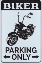 Wandbord Transport Humor Motor - Parking Only Biker