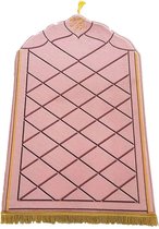 Gebedskleed - anti slip - opvouwbaar - stevig - klassiek design - sadjada - dames - vrouw - islam - velvet - roze - pink