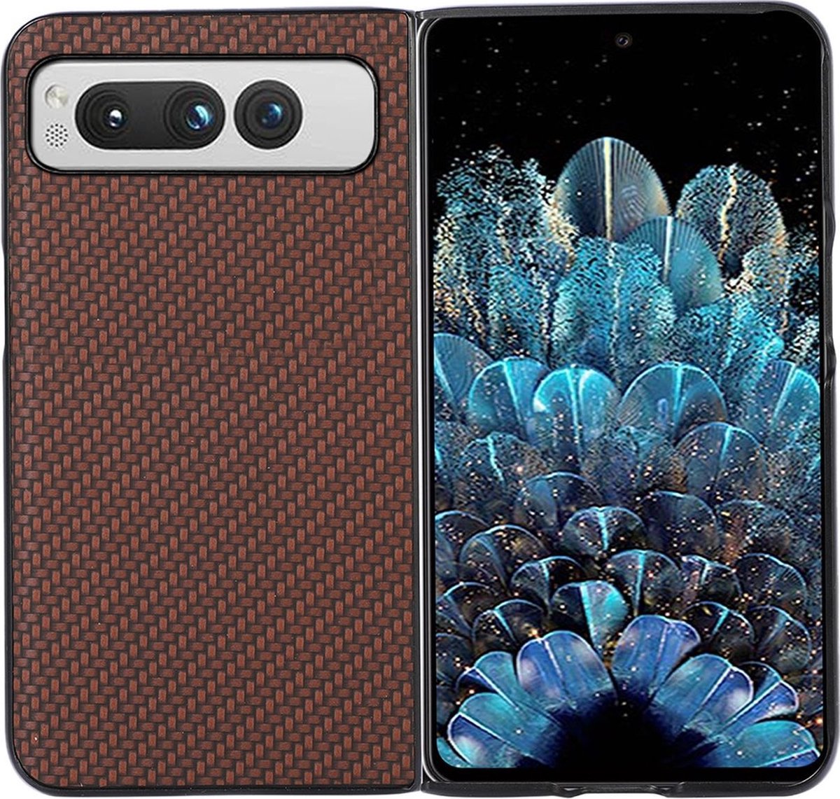 Mobigear Hoesje geschikt voor Google Pixel Fold Telefoonhoesje Hardcase | Mobigear Race Backcover | Pixel Fold Case | Back Cover - Bruin