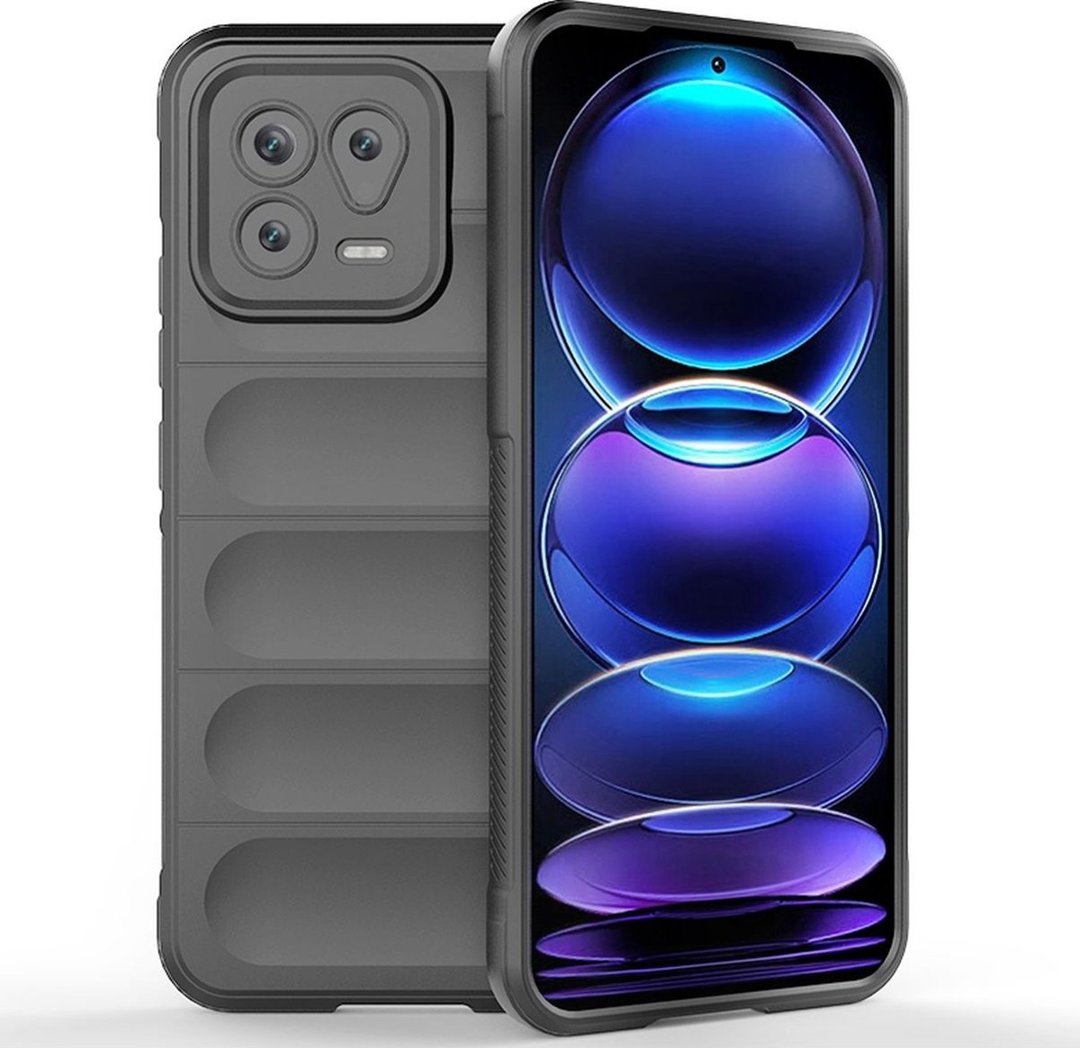 Mobigear Hoesje geschikt voor Xiaomi 13 Telefoonhoesje Flexibel TPU | Mobigear Bumpy Backcover | 13 Case | Back Cover - Charcoal