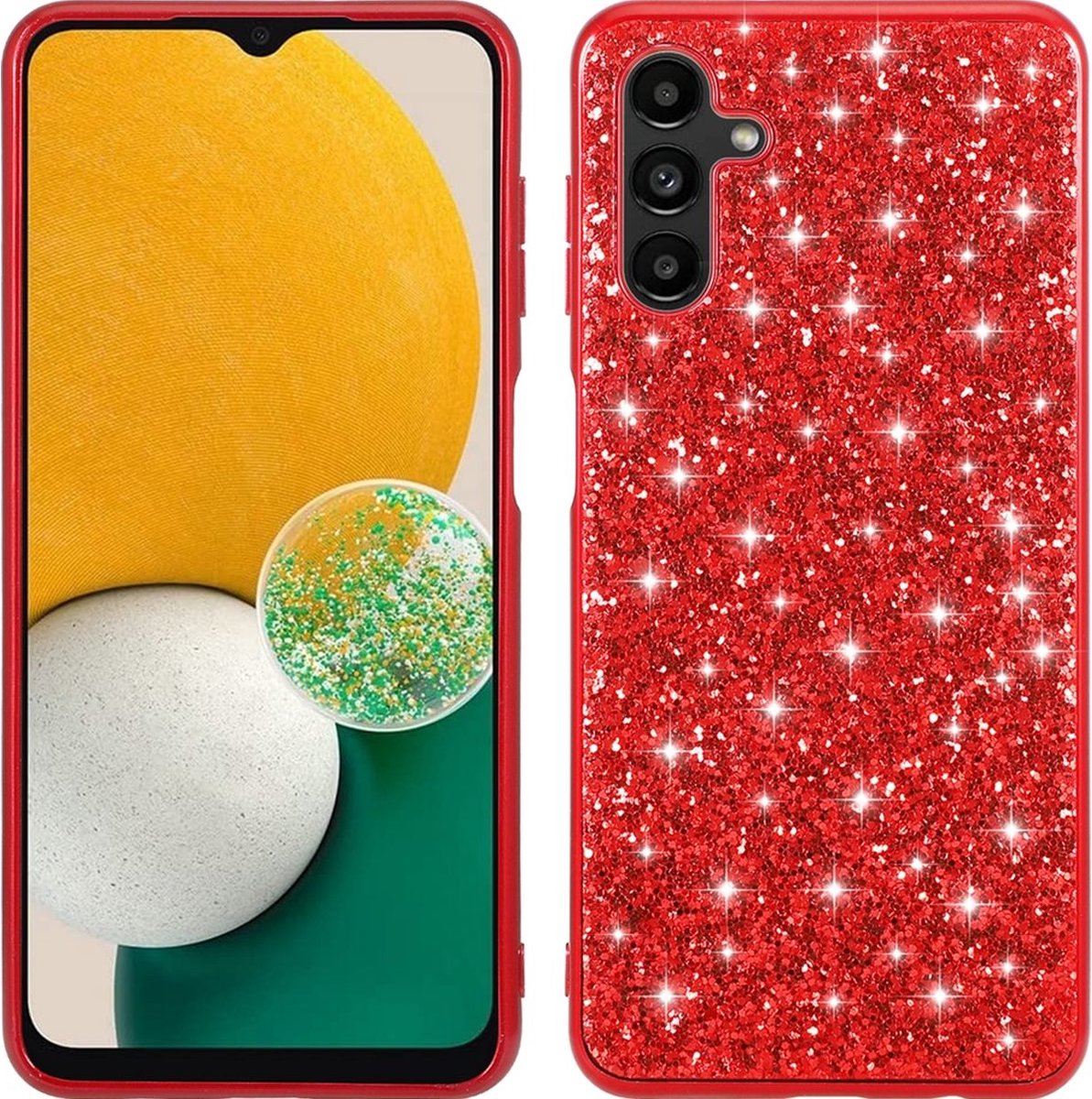 Mobigear Hoesje geschikt voor Samsung Galaxy A54 Telefoonhoesje Hardcase | Mobigear Glitter Backcover | Galaxy A54 Case | Back Cover - Rood