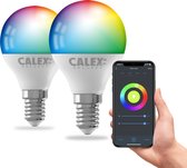 Calex Slimme Lamp - Set van 2 stuks - Wifi LED Verlichting - E14 - Smart Bulb - Dimbaar - RGB en Warm Wit licht - 4.9W