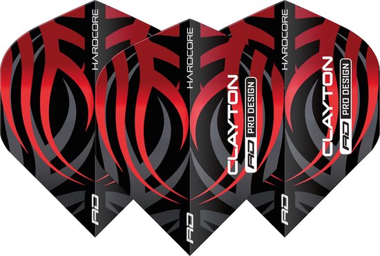 RED DRAGON - Jonny Clayton Hardcore Tribal Zwart en Rood Dartvluchten - 3 set per pakket (9 vluchten in totaal) van Red Dragon — afbeelding 2