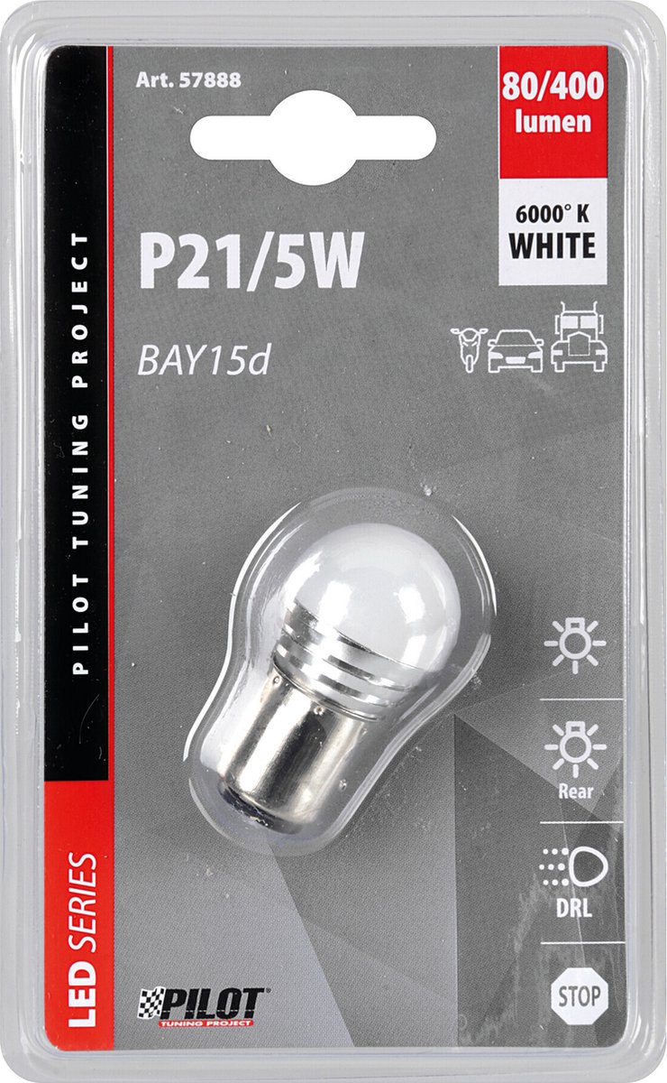Lampa Mega-Led P21/5W 1 SMD - Wit