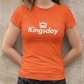 Oranje Koningsdag T-Shirt Kingsday Crown (DAMES - MAAT L) | Oranje Kleding | Feestkleding