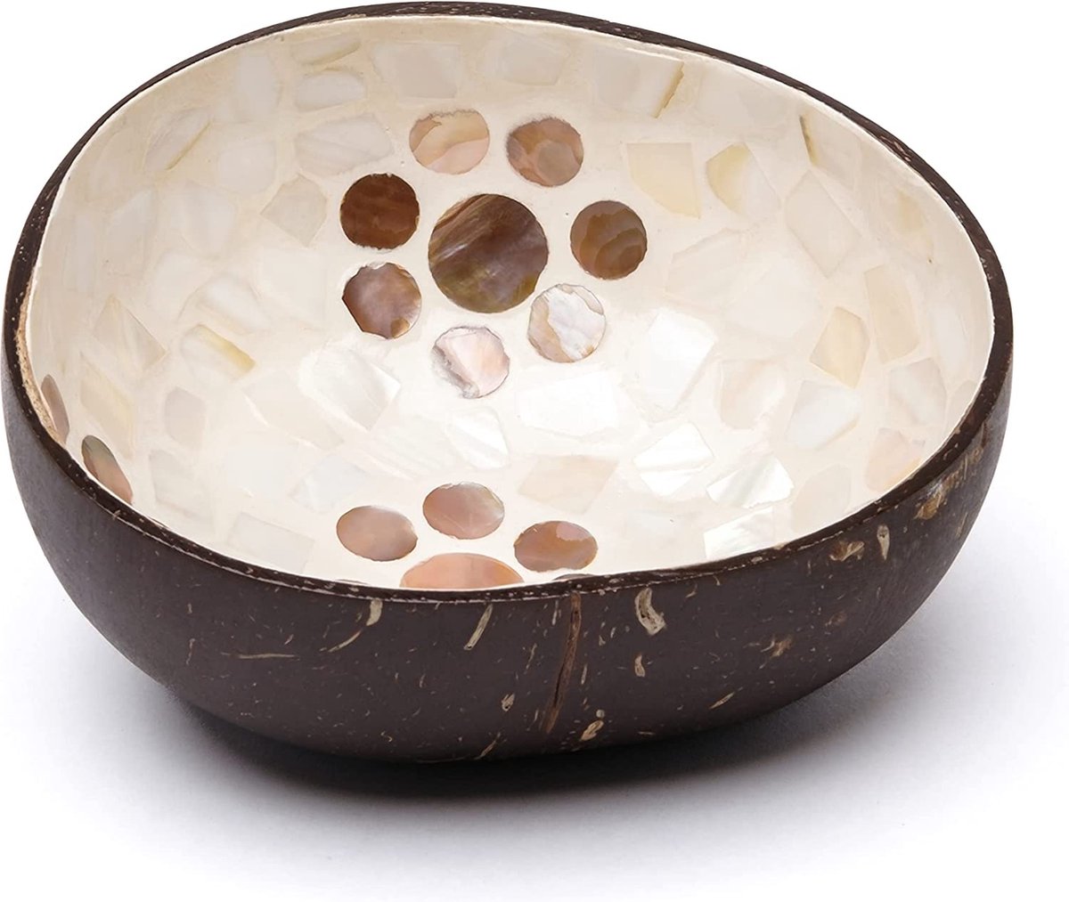 Pearl Coconut Bowl met Coaster / Snack Bowl / Decoratieve Bowl voor Sleutels / Sieraden Bowl / Serveer Bowl / Decoratieve Bowl Wood