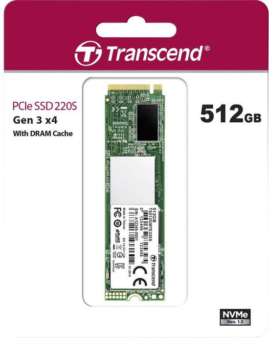Transcend 220S - Solid state drive - 512 GB - intern - M.2 2280 - PCI Express 3.0 x4 (NVMe) - Transcend
