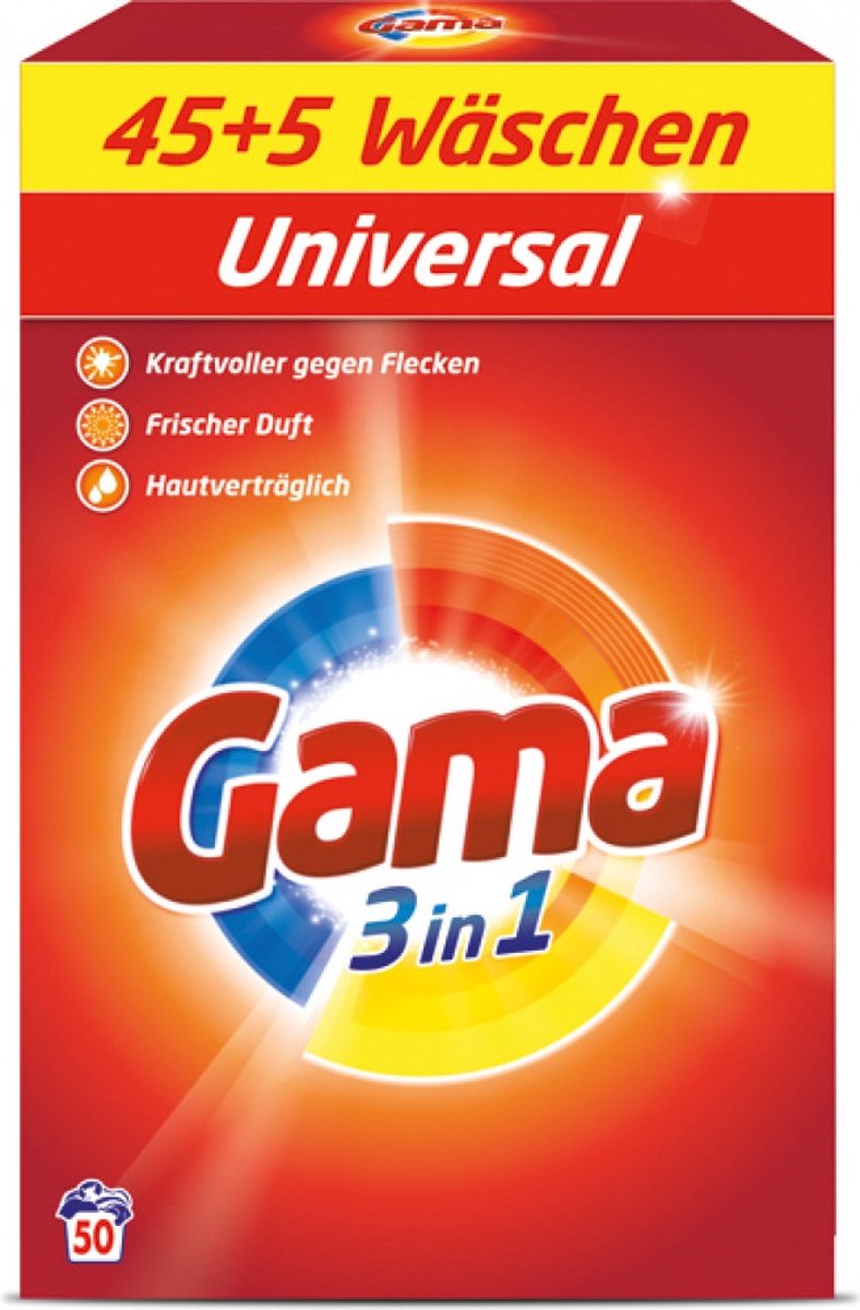 Gama universeel wasmiddel 50WL 3,25kg pak