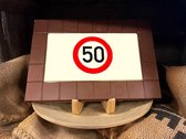 Chocolade 50 jaar tablet van 1 kilogram met eetbare print 50 bord