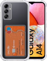 Arara Hoesje geschikt voor Samsung Galaxy A14 hoesje transparant siliconen shockproof backcover met Pashouder