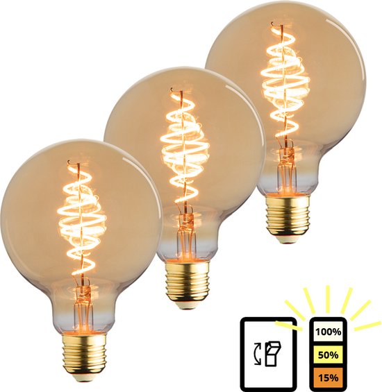 E27 LED Lamp - 3-pack - 3 staps dimbaar - 3.5 watt - 2100K extra warm |  bol.com