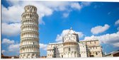 WallClassics - Dibond - Toeristische Toren van Pisa in Italië - 100x50 cm Foto op Aluminium (Met Ophangsysteem)