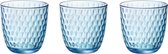 Bormioli Rocco Waterglas/drinkglas - 8x stuks - blauw transparant met relief - 290 ml