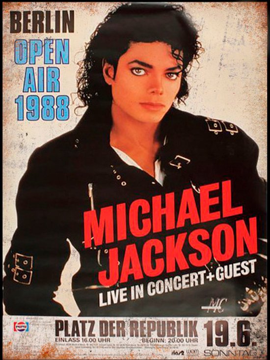 Signs-USA - Concert Sign - metaal - Michael Jackson - 1988 Berlin - 30x40 cm