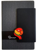 Papacasso Bullet Journal - notitieboek a5 - notebook hardcover leer - premium zuurvrij papier - magnetische sluiting - opbergvak - 256 pagina's - dotted - zwart