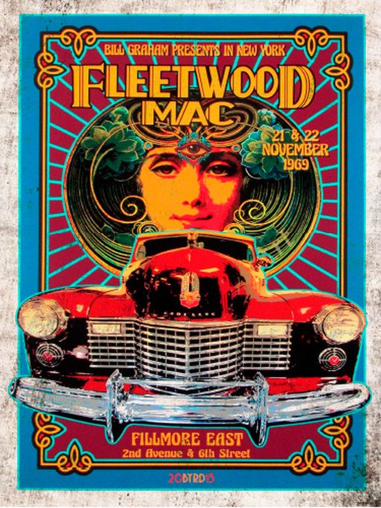 Signs-USA - Concert Sign - metaal - Fleetwood-Mac - 1969 New York - 30x40 cm
