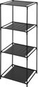 Badkamerrek/opbergkast zwart metaal 4-laags 34 x 34 x 104 cm