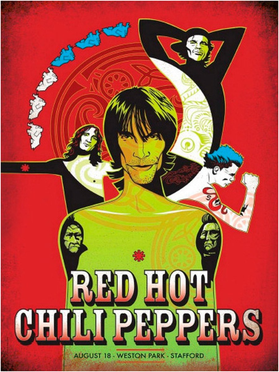 Signs-USA Concert Sign - metaal - Red Hot Chili Peppers - Stafford - 30x40 cm