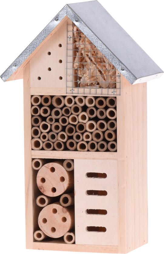 Medivo Styling & Interior - Insectenhotel 15 X 9 X 26 Cm Hout/staal Naturel