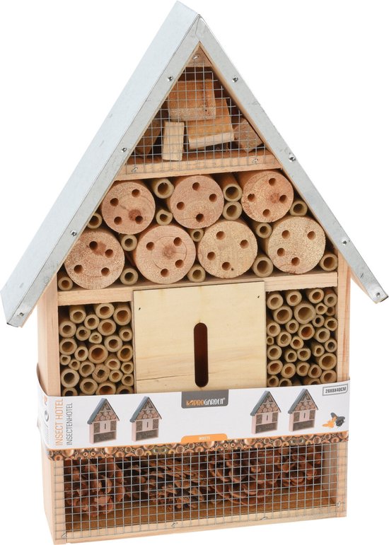 Bijenhotel - Insectenhotel 28 X 8,5 X 39,5 Cm Hout/staal Naturel