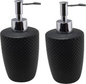 2x pièces de pompes à savon / distributeurs de savon en céramique noire 400 ml - Distributeur de savon de salle de bain / cuisine