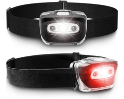Podec Militaire Hoofdlamp - LED - Rood & Wit Licht - IPX4 Waterdicht - Verstelbaar & Lichtgewicht - Zwart