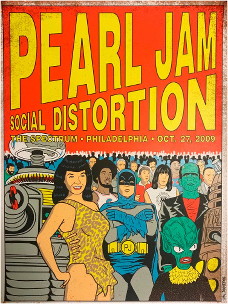 Signs-USA - Concert Sign - metaal - Pearl Jam - 2009 Philidelphia - 30x40 cm