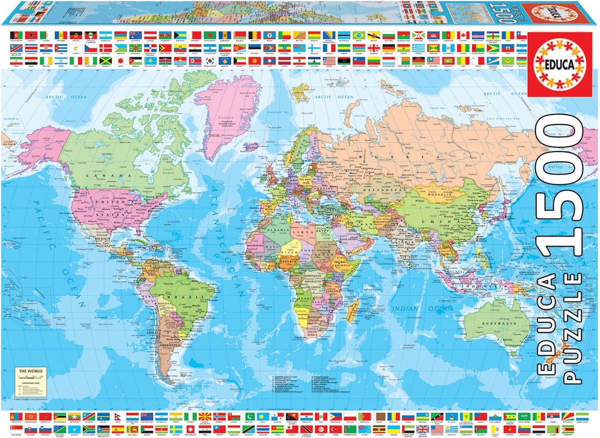 Educa Puzzel world map 1500 pcs