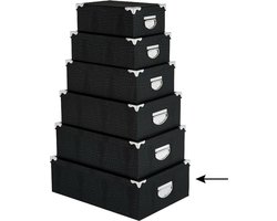 5Five Opbergdoos/box - zwart - L48 x B33.5 x H16 cm - Stevig karton - Crocobox