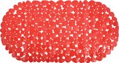 MSV Tapis antidérapant Douche/bain - salle de bain - pvc - rouge - 35 x 68 cm - ventouses - motif pierres