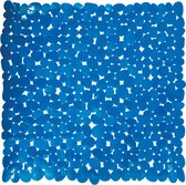 MSV Douche/bad anti-slip mat - badkamer - pvc - donkerblauw - 54 x 54 cm - zuignappen - steentjes motief