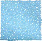 MSV Douche/bad anti-slip mat - badkamer - pvc - lichtblauw - 53 x 53 cm - zuignappen - steentjes motief