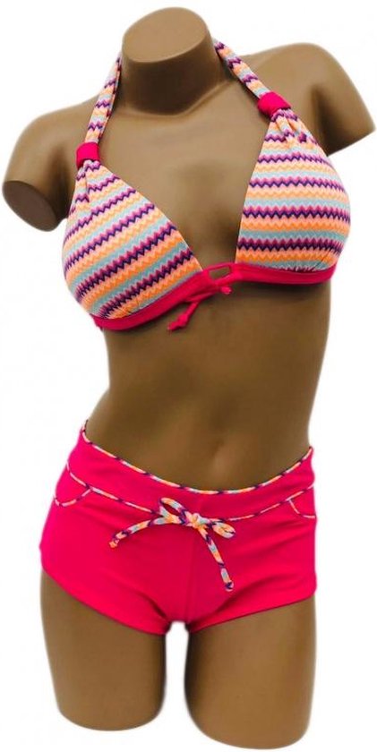 Magnifique bikini rose avec haut coloré - taille XL