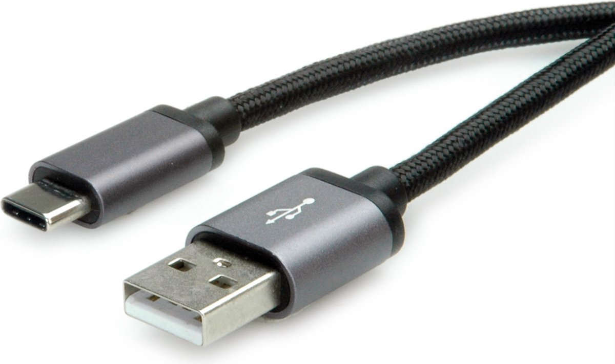 ROLINE USB 2.0 Kabel, C - A, M/M, zwart, 0,8 m
