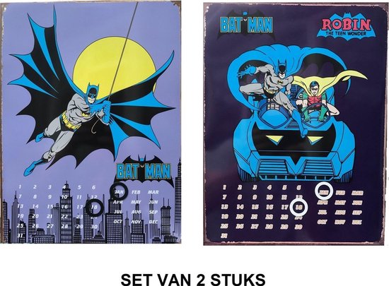 Dc Comics - Batman - Superheld - Decoratie borden - Blik - Set van 2 stuks.