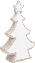 Decoratie kerstboom figuur/beeld - wit/zilver - 40 cm - glitter - keramiek